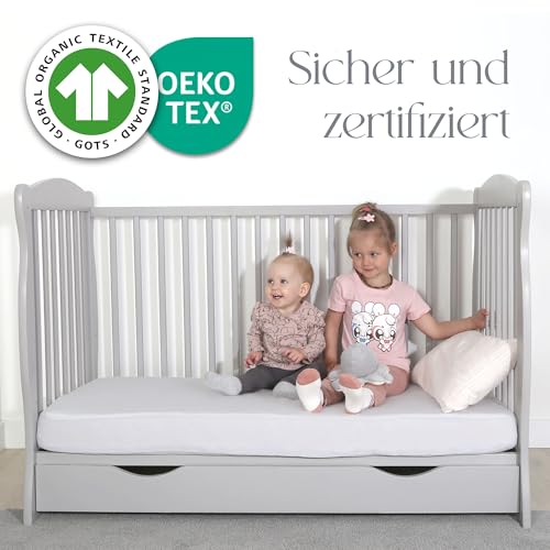 Spannbettlaken Kinderwagen 40x90 Aus 100% Bio-Baumwolle – Waschbar & Ultraweich Grau 2er-Set Spannbettlaken - Für Baby – Ansicht 2