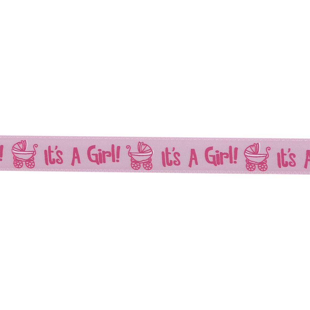 Atyhao Stain Ribbon Polyester Ribbon, 10Yards/Roll IT IS A BOY/GIRL Blue Pink Baby Shower Christening Party Favor Gift Stain Ribbon Party Favors or Baby Showers (Pink) - Image 2