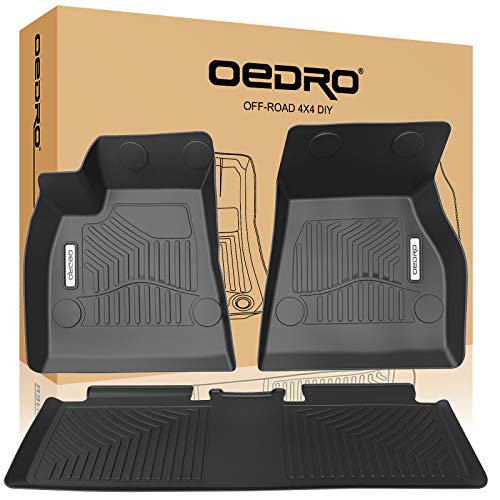 oEdRo Floor Mats Compatible for 2015-2019 Tesla Model S, Unique Black TPE All-Weather