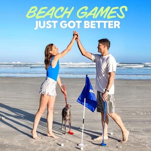 SUN NINJA Beach Golf Set for Low Tide Play, Portable & Easy To Set Up Mini Golf with 2 Adjustable Putters, 3 Cups and Flags, 6 Balls, a Carry Bag & Shovel by SUN NINJA - Image 7