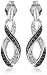 Sterling Silver Ribbon Black and White Diamond Earrings (1/5 cttw, I-J Color, I2-I3 Clarity)