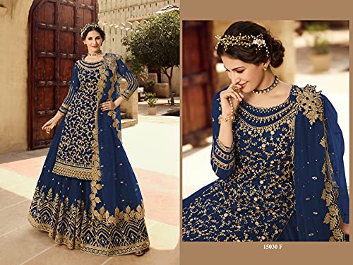 shopNstyle Indian/Pakistani Style Party Wear Embroidered Salwar Kameez Sharara Suit Ready To Wear by shopNstyle - Image 2