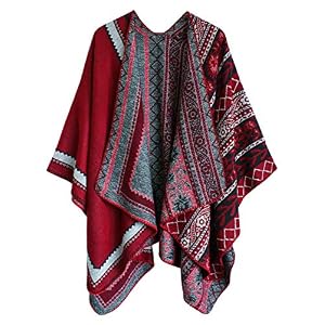 Urban CoCo Women’s Color Block Open Front Poncho Shawl Wrap Cape Ruana