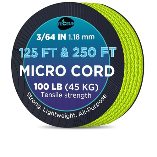 TECEUM Micro Paracord Rope – Thin Braided Cord for Crafting, DIY, Camping