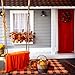 Tinideya 4' x 6' Fall Outdoor Rug Thanksgiving Front Doormat Orange and Black Plaid Plastic Straw Mat Patio Deck Mat Waterproof Outdoor Rug Outside Indoor Garden Lawn Balcony Porch Holiday Decorations