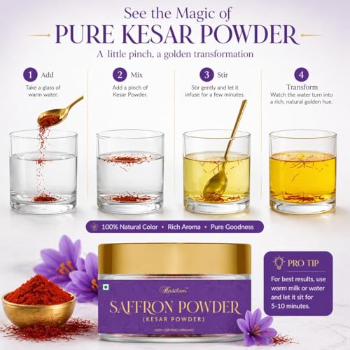 Image of Hasitam SAFFRON Powder 2Gm, World's Finest Wonder Spice Saffron (Kesar), Kumkuma Puvva Certified (A++++) Quality Value Pack Kashmiri Kesar Powder Ideal for Sweets, Tilak, Milk, Skin And Face 2gm (Pack of 1)