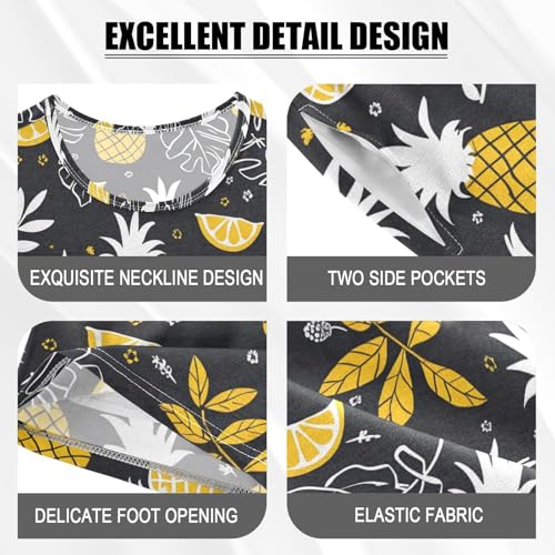 ALAZA Tropical Pineapple Black Fruit Pajamas Short Sleeve 2 Piece Sleepwear Top and Bottom Pajama Set Unisex4