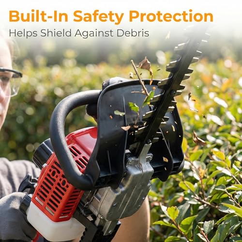 26Cc Petrol Hedge Trimmer, 24 Inch Double Sided Blades, High Power Copper Motor, 2 Stroke Engine, Thickened Splash Guard, Lightweight Anti Slip Handle, For Home Garden Yard (Red) - 5