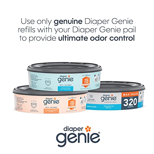 Diaper Genie Essentials Round Refill 4-Pack | Holds Up To 1280 Newborn Diapers | Features Unscented Continuous Film | Compatible With Diaper Genie Complete And Expressions Pails #TOP6