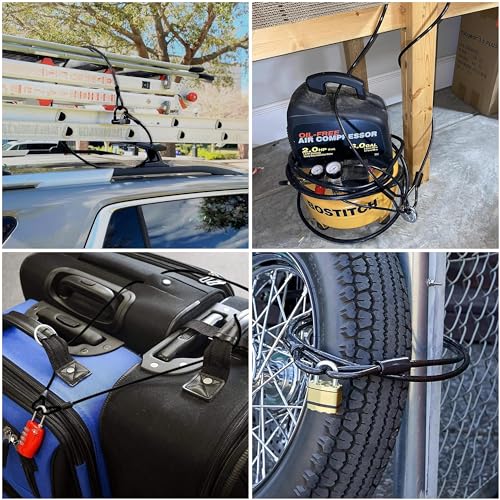 GUNGY 1.8M Cable de Acero para Bicicleta Candado Bicicleta 6mm Espesor Cable Doble Bucle de Seguridad para Cadena Bicicleta Antirrobo Negro - imagen 7