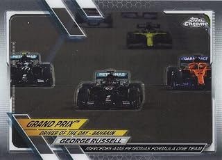 George Russell 2021 Topps Chrome Formula 1 GRAND PRIX DRIVER OF THE DAY BAHRAIN (Mercedes AMG Petronas Team) F1 Official Trading Card #156 with Toploader