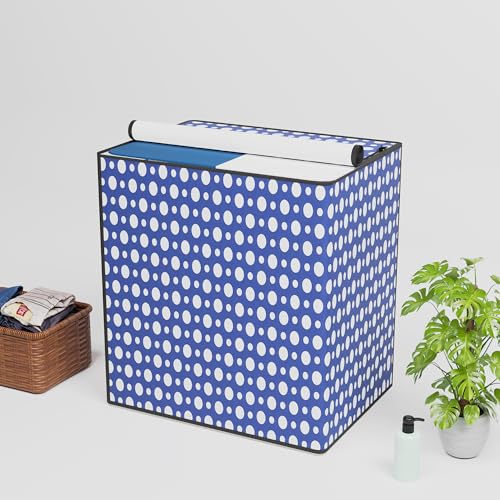 Image of Kuber Industries PVC Washing Machine Cover Semi Automatic | Dustproof Washing Machine Cover Top Load - Suitable for 6 Kg, 6.5 Kg, 7 Kg | Dot Print - Blue