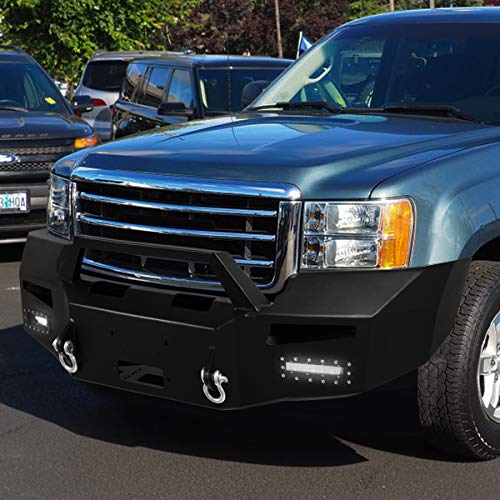 Image of DNA Motoring FGBP-006 1-Piece Design Rock Crawler Front Winch Bumper w /LED Fog Light Compatible with 07-13 GMC Sierra 1500
