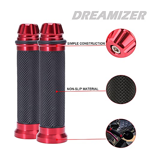 Dreamizer Motorcycle Handlebar Grips 7/8 - 22Mm Handle Grip Universal Cnc Handlebar Cap For Cbr Cb Gsxr 600 650 1000 R6 Ninja Zx H2 - Red #TOP4