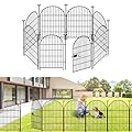 ADAVIN Garden Fence Animal Barrier with Gate 36 in(H)×17.5 Ft(L) 8 Panels,Rustproof Metal Wire Tall Fencing Border for Dogs Rabbits,Outdoor no dig pet Fences, Arched Black Flower Edging for Yard