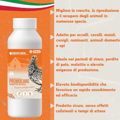 Promocare – Promotore Multivitaminico 1L per Uccelli da Cortile e Ornamentali – Multivitaminico Aviario con Aminoacidi e Antiossidanti – Vitamine per Uccelli in Soluzione Liquida - immagine 3