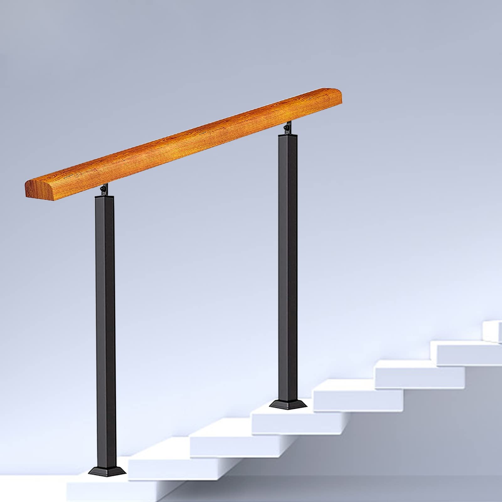 Rampes d'escalier antidérapantes kit complet avec poteaux en fer forgé intérieur