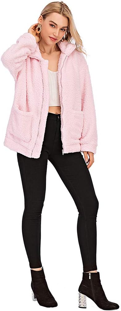 Womens Faux Shearling Jacket, Casual Lapel Fleece Fuzzy Jacket Shaggy Oversized Jacket Fashion Cardigan Coat - Image 7