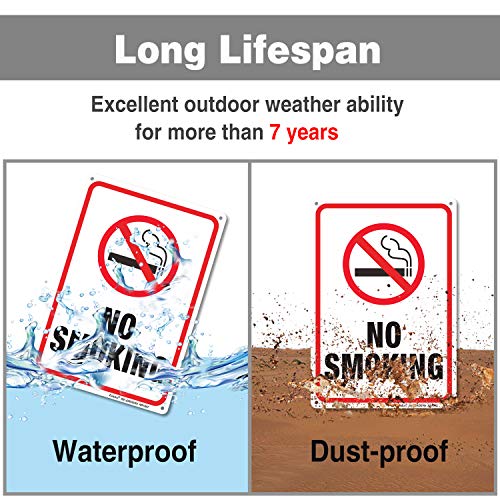 No Smoking Sign,4 Pack No Smoking Metal Reflective Signs - 10 X 7 Inches .040 Rust Free Heavy Duty Aluminum Sign - Uv Printed With Professional Graphics - Easy To Mount - Indoor & Outdoor Use #TOP3