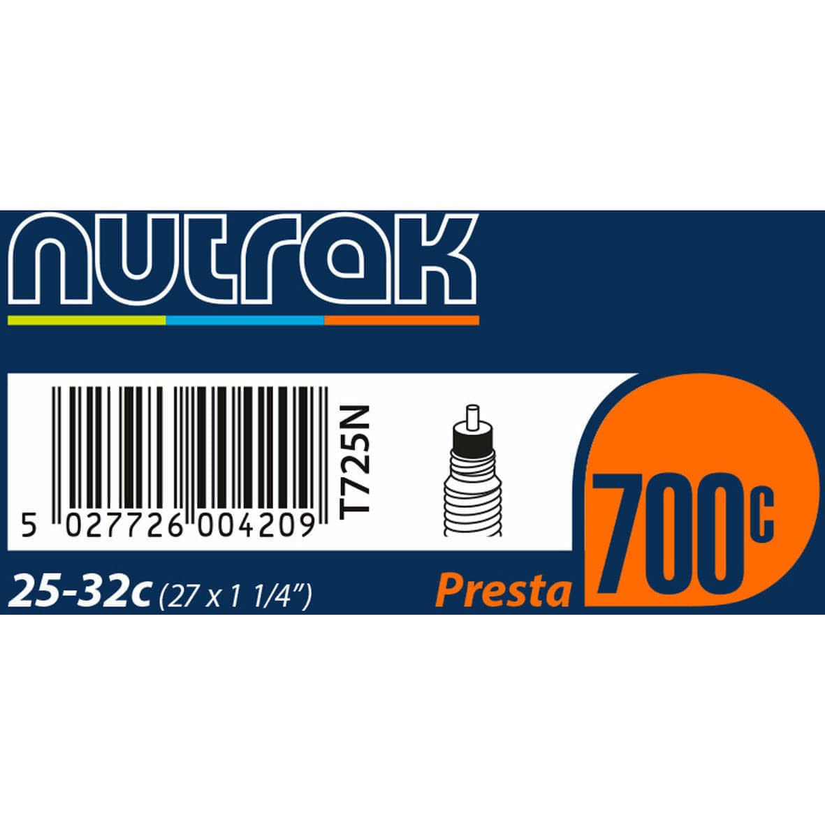 Nutrak 700 x 25-32C (27 x 1-1/4 inch) Presta inner tube, Standard