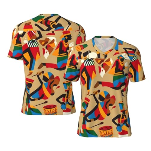 Stylish Athletic Sports Jersey African-Playing-Instruments Men's Rugby Jersey 3X-Large Black