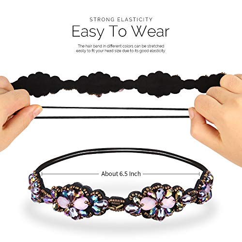 Teenitor 5Pcs Beaded Headband For Women, Crystal Rhinestone Headband For Women Girls #TOP2