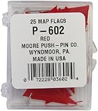 Moore Push-Pin Red Pennant Map Flags (P-602)