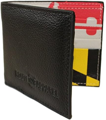 Route One Apparel | Black Leather Wallet with Maryland Flag Interior