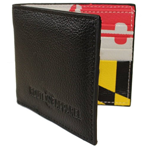 Route One Apparel | Black Leather Wallet With Maryland Flag Interior #TOP2