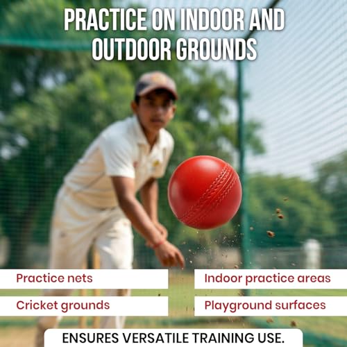 Image of Kizlo 80gm Heavy Plastic Cricket Training Ball | Hard Plastic Practice Ball for Bowling, Batting & Bounce Drills | Indoor Outdoor Cricket Ball for Nets & Ground | Red, Set of 12