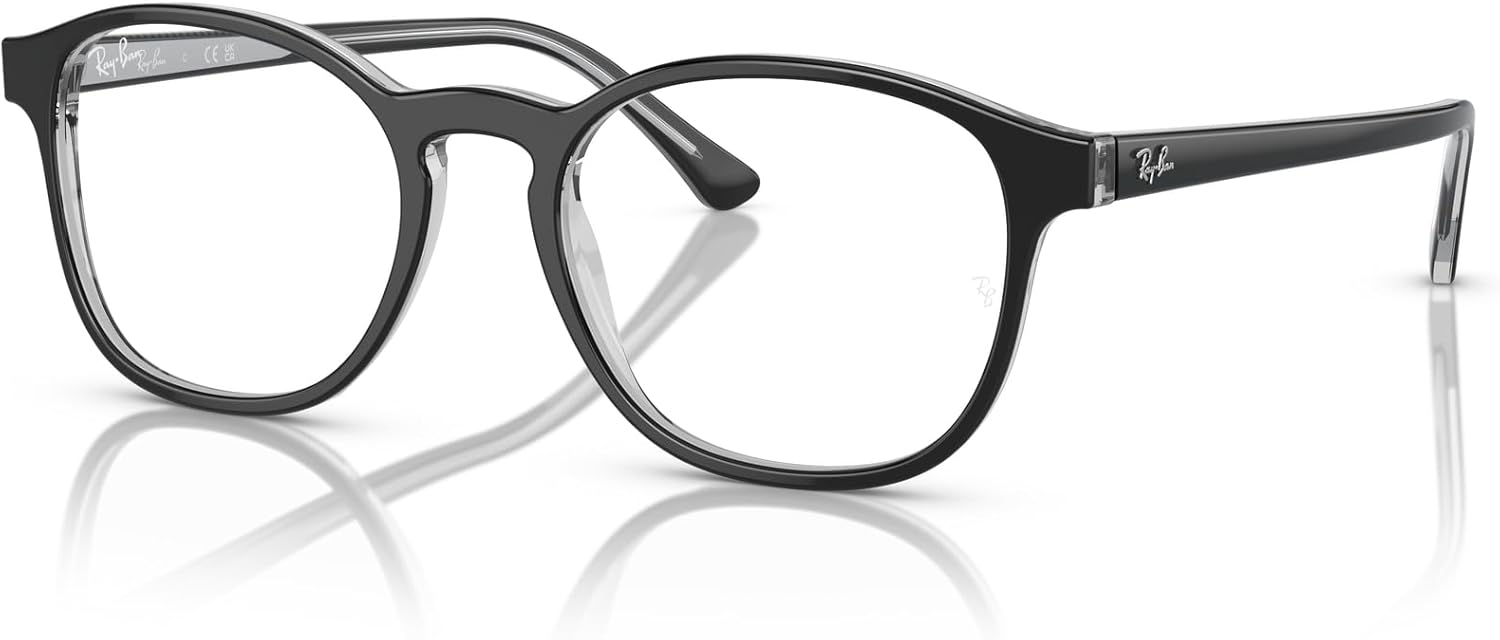 Ray-Ban Rx5417 Round Prescription Eyewear Frames Dark Grey on Transparent/Demo Lens 50 Millimeters image 2 of 5 B0CT9D62L1