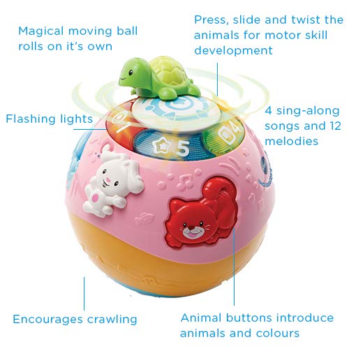 VTech Crawl & Learn Baby Activity Ball, Musical Toy With Lights for Babies & Toddlers 6 Months+, English Version, Pink