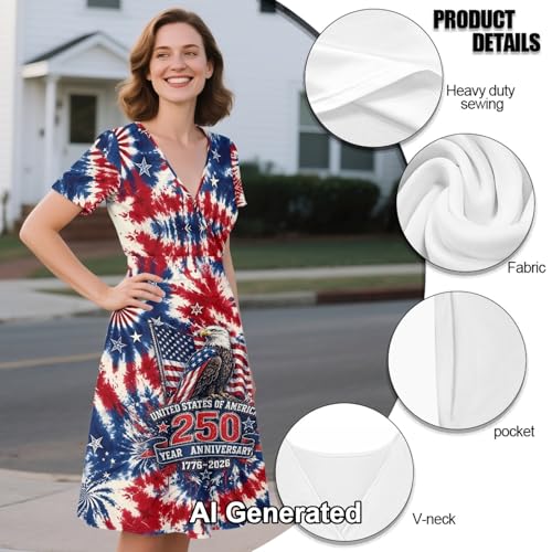 Image of Women's Summer Dresses Short Sleeve Formal Dresses with Pockets | Lightweight polyester fabric delivers cool airflow during hot summer outdoor activities