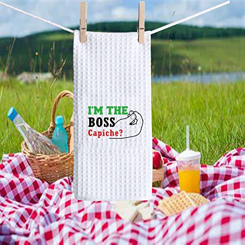 Pxtidy Funny Italian Kitchen Decor Kitchen Towels I'm The Boss Italian Capiche Humor Gift Flour Sack Towel Kitchen Dish Towel #TOP5