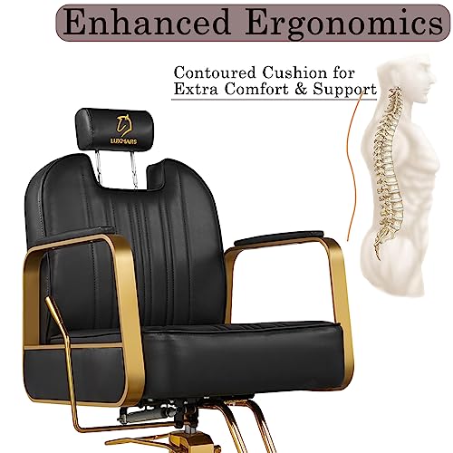 Luxmars Barber Chair Hydraulic Reclining Barber Chairs Salon Chair Adjustable Height And 360 Degree Swivel Tattoo Chair Salon Beauty Spa Chair Styling Equipment Black #TOP6