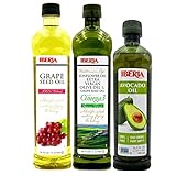 Iberia 100% Pure Avocado Oil, 16.9 fl oz + Iberia All Natural Grapeseed Oil, 34 fl. oz. + Iberia Mediterranean Style Omega 3 Cooking Oil, 34 fl oz