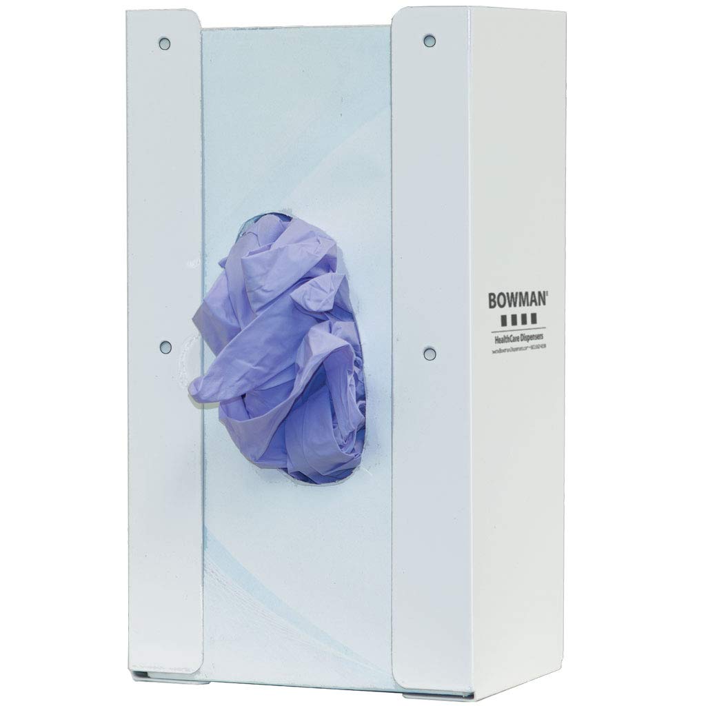 Glove Box Dispenser - Single - Cabinet Mount: Holds 1 Box of Gloves Flexible Spring Two Front Screw Holes for mounting Inside Cabinet White
