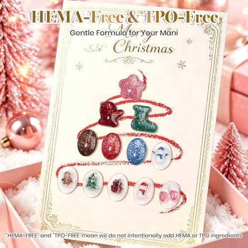 Image of Beetles Christmas Gel Nail Polish Set, Reflective Glitter Red Green Brown