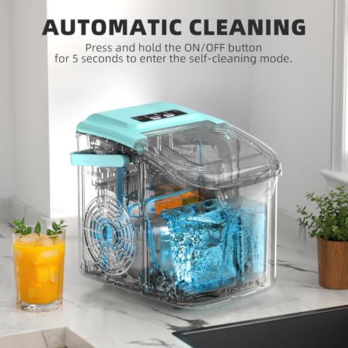 Image of Antarctic Star Countertop Ice Maker, Portable Ice Machine with Carry Handle, 26.5Lbs /24H, 2 Sizes Bullet Ice, 8Cubes in 6 Mins Office /Kitchen /Bar White