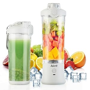 Tulevik Portable Blender, 20 Oz Personal Blender for Shakes and Smoothies with 6 Blades, Mini Blender Cup with USB Rechargeable, Portable Juicer for Office, Gym, Kitchen (White)