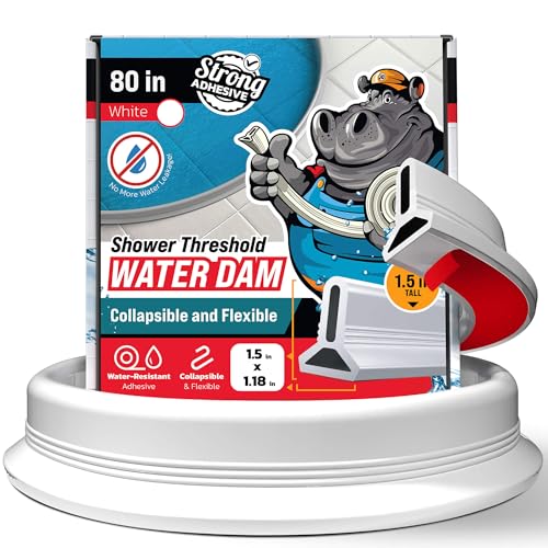 Shower threshold water dam barrier 80" white