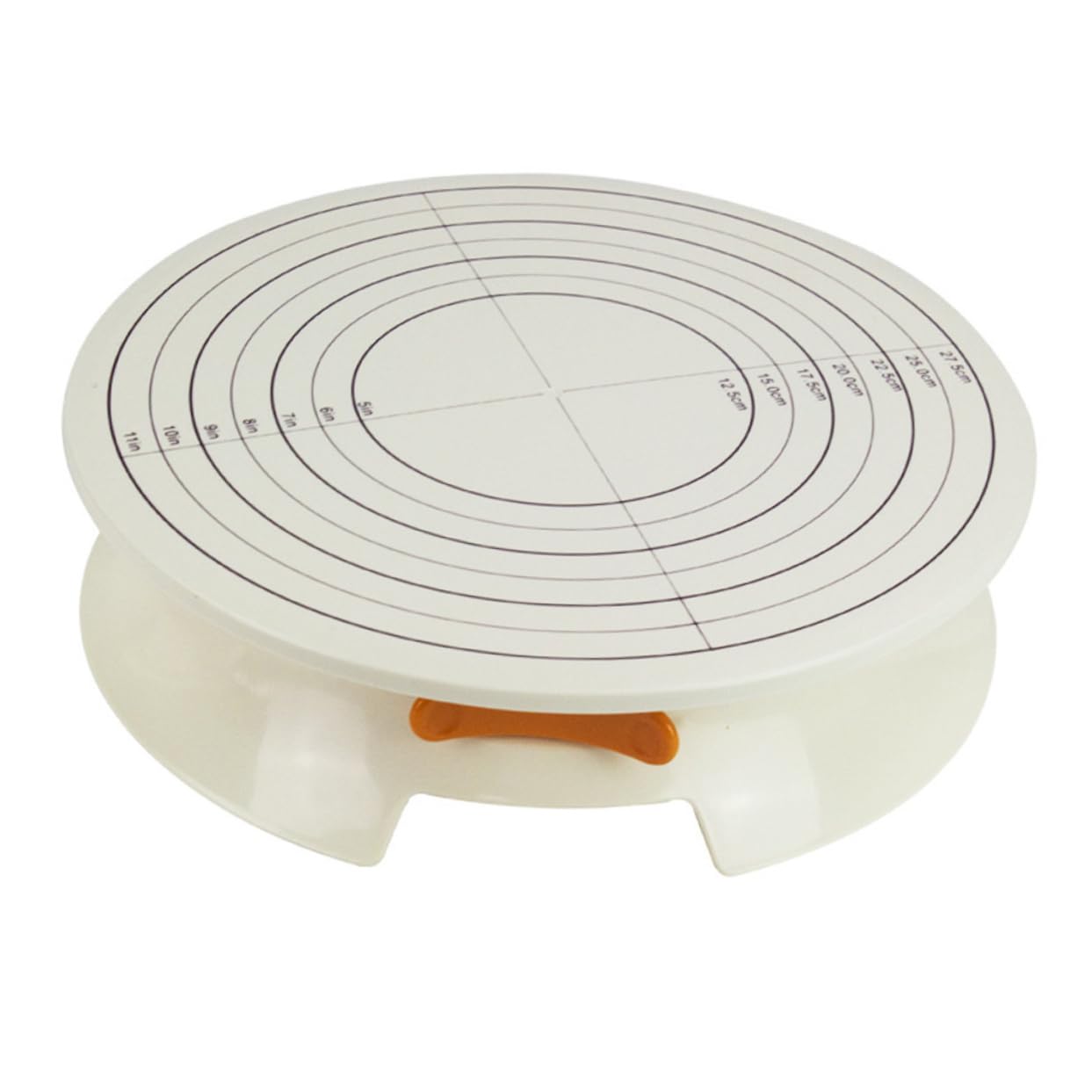 Piattaforma Rotante da 12 Pollici per Torte in Plastica Gialla con Base Antiscivolo e Scala Integrata per Decorazione Fai da Te in Pasticceria