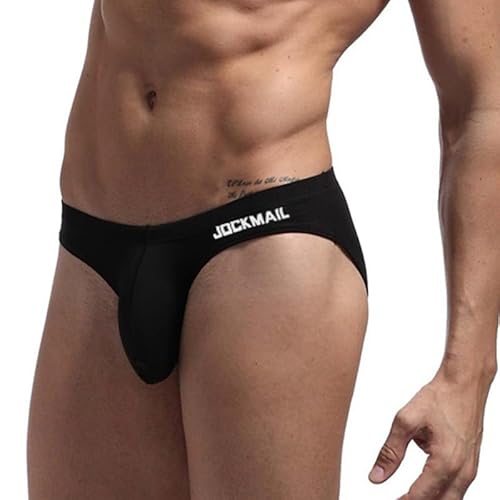 JOCKMAIL Mens Briefs Cotton Men's Brief Underwear Big Pouch Bikini Low Rise Men's Briefs for Daily Wear & Sports - L - 396black
