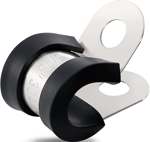 Miniatura 8 de Abrazaderas de cable de 125 piezas, 12 tamaños de abrazaderas de cable aisladas acolchadas con revestimiento de goma de acero inoxidable, kit