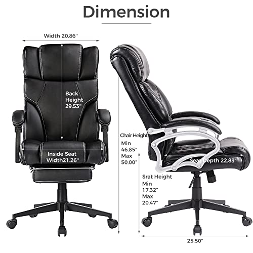 Ficmax Imitation Ergonomic Office Chair, 155 ° Can Lie Down With A Footrest, The Rest Of The Office Can Relax, Arc-Shaped Cushion, Better Fit Your Legs, Reduce Sedentary Fatigue（Jhh3-Black） #TOP4