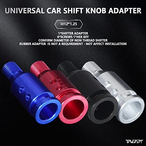 Tandagy Shifter Knob Adapter M12X1.25 Shift Knob Adapter Aluminum Alloy Shifter Knob Adapter Kit For Most Non-Threaded Manual Transmission (Sliver) #TOP5