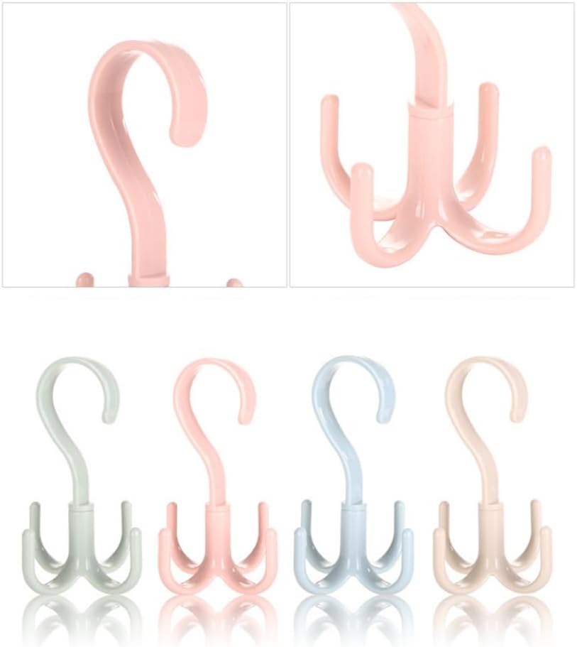 4-Pack Multifunctional Rotatable Hooks 360 Closet S Hooks for Hanging Clothes Ties Scarves Organizer Wardrobe Storage Hangers Home Drying Rack 5.11X2.95X2.95 Inches
