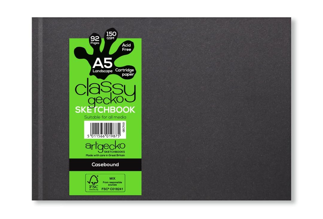 Artgecko Casebound Mixed Media Sketch Book A5 Landscape - 92 Pages 150gsm White Cartridge PaperThe Forest Stewardship Council
