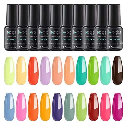 Inagla Esmaltes Semipermanentes de Pastel, 20 Colores de Esmaltes de Uñas en Gel UV LED para Manicura