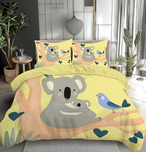 Housse de Couette 220x240cm Koala et Oiseau avec 2 Taies - 2
